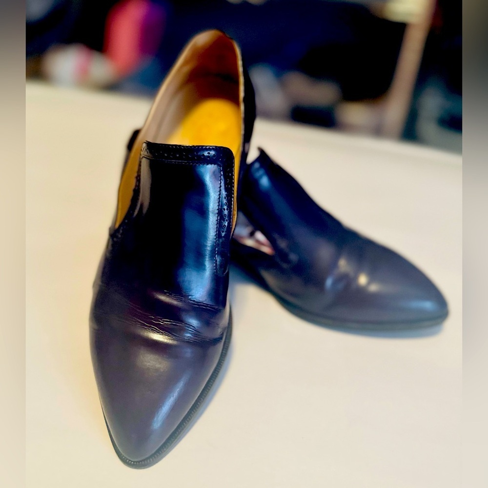 Chanel Mocassins Glazed Calf Skin Loafers /Dark Purple Size 37.5